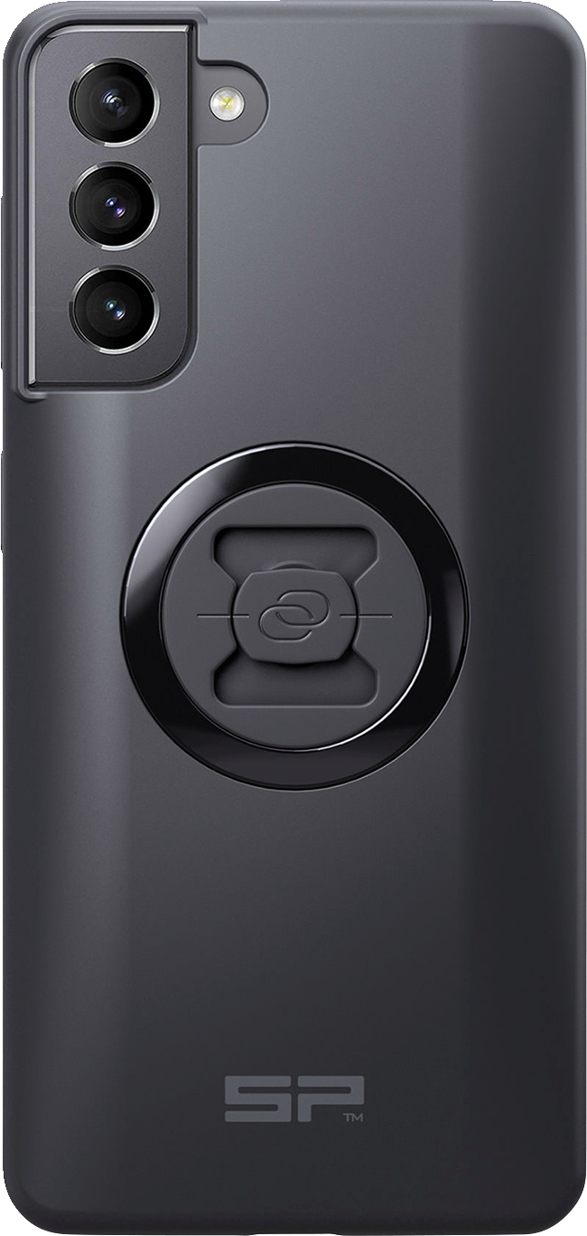 Samsung S21 phone case from SP CONNECT, designed for Bill's Exhausts, with a sleek protective cover and branding details visible.