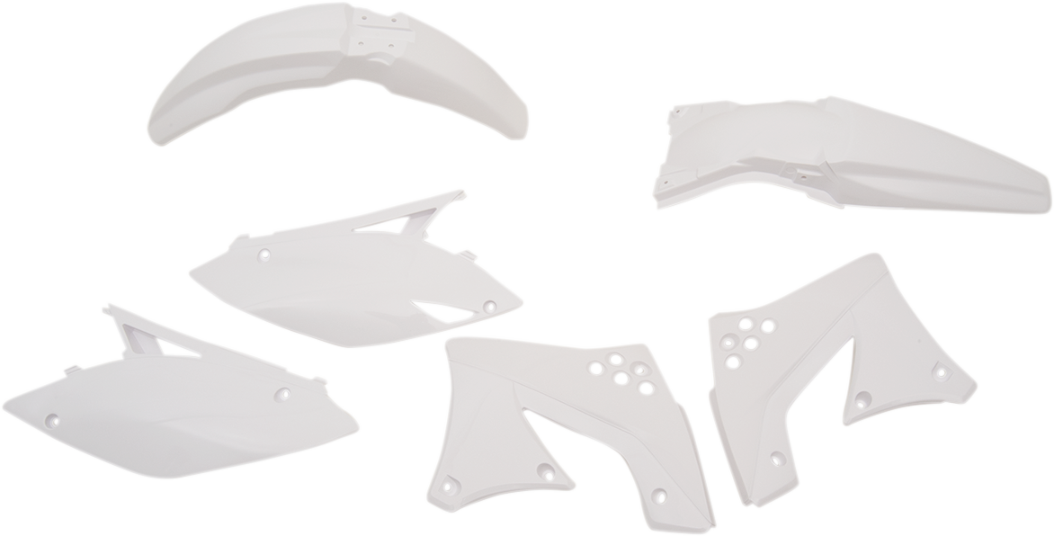 Acerbis white standard replacement body kit for motorcycles, featuring sleek design and durable plastic construction.