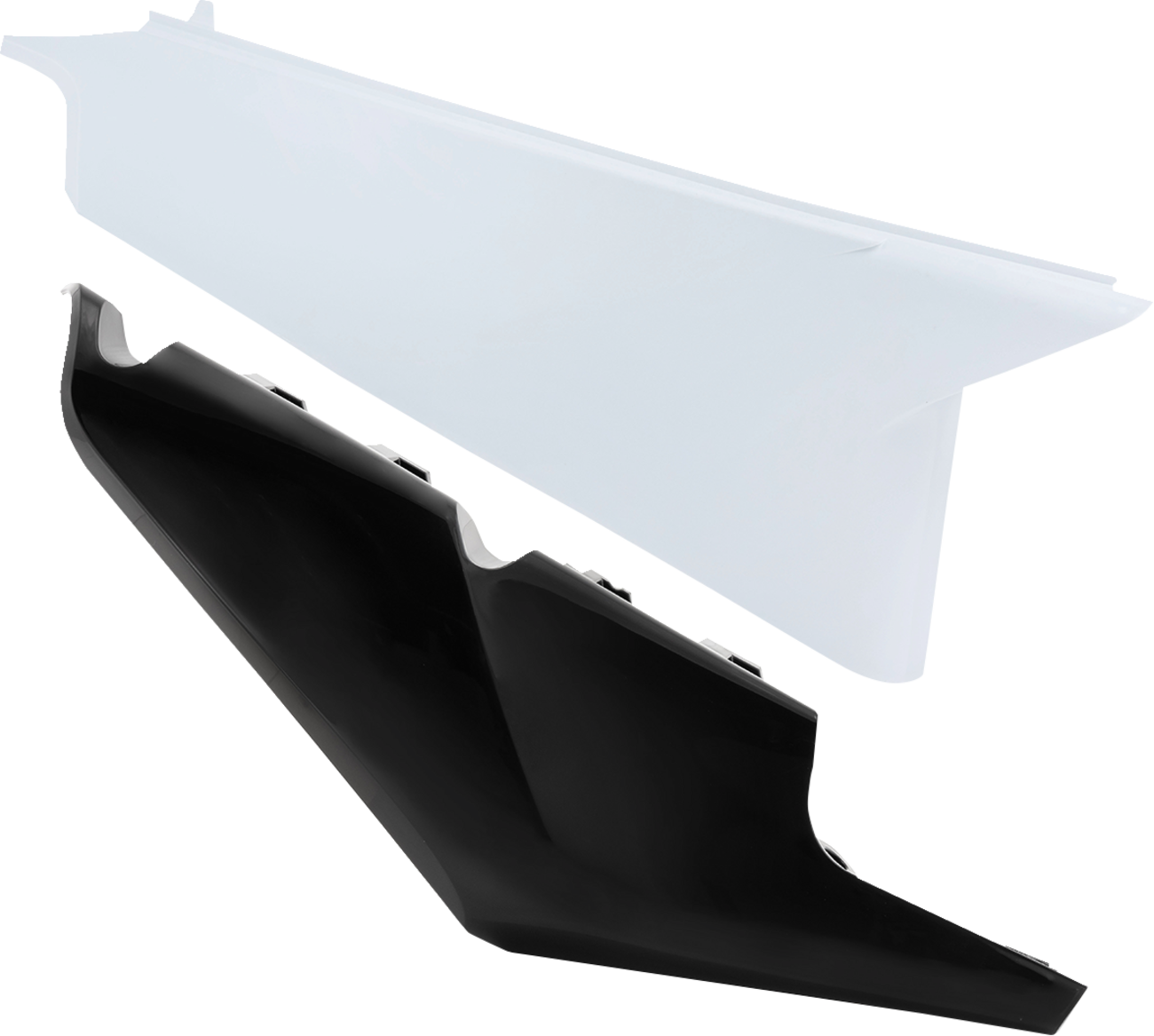 Acerbis white and black motorcycle side panels, body accessories with brand logo, designed for durable fit and style.
