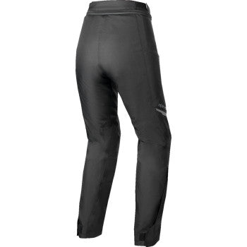 Black Alpinstars Stella ST-1 waterproof pants for women, large size, showing the waterproof material and tailored fit.