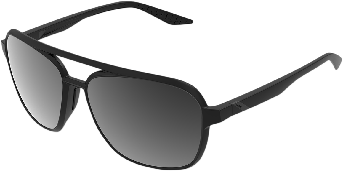 Kasia aviator sunglasses with round matte black frames and black mirror lenses, stylish eyewear from Bill's Exhausts.