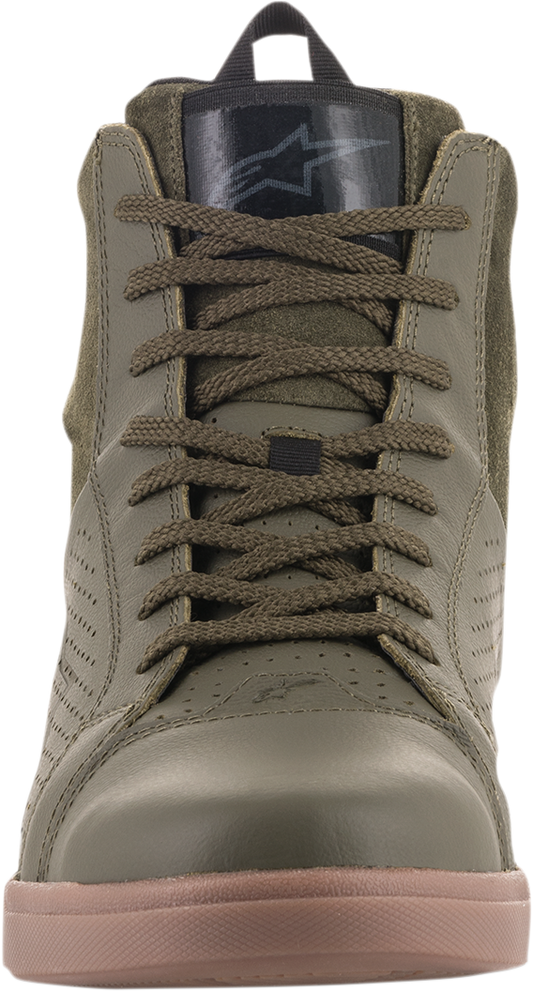 Alpinestars Jam Air Shoes in military green, US size 9, featuring breathable mesh and sporty design.