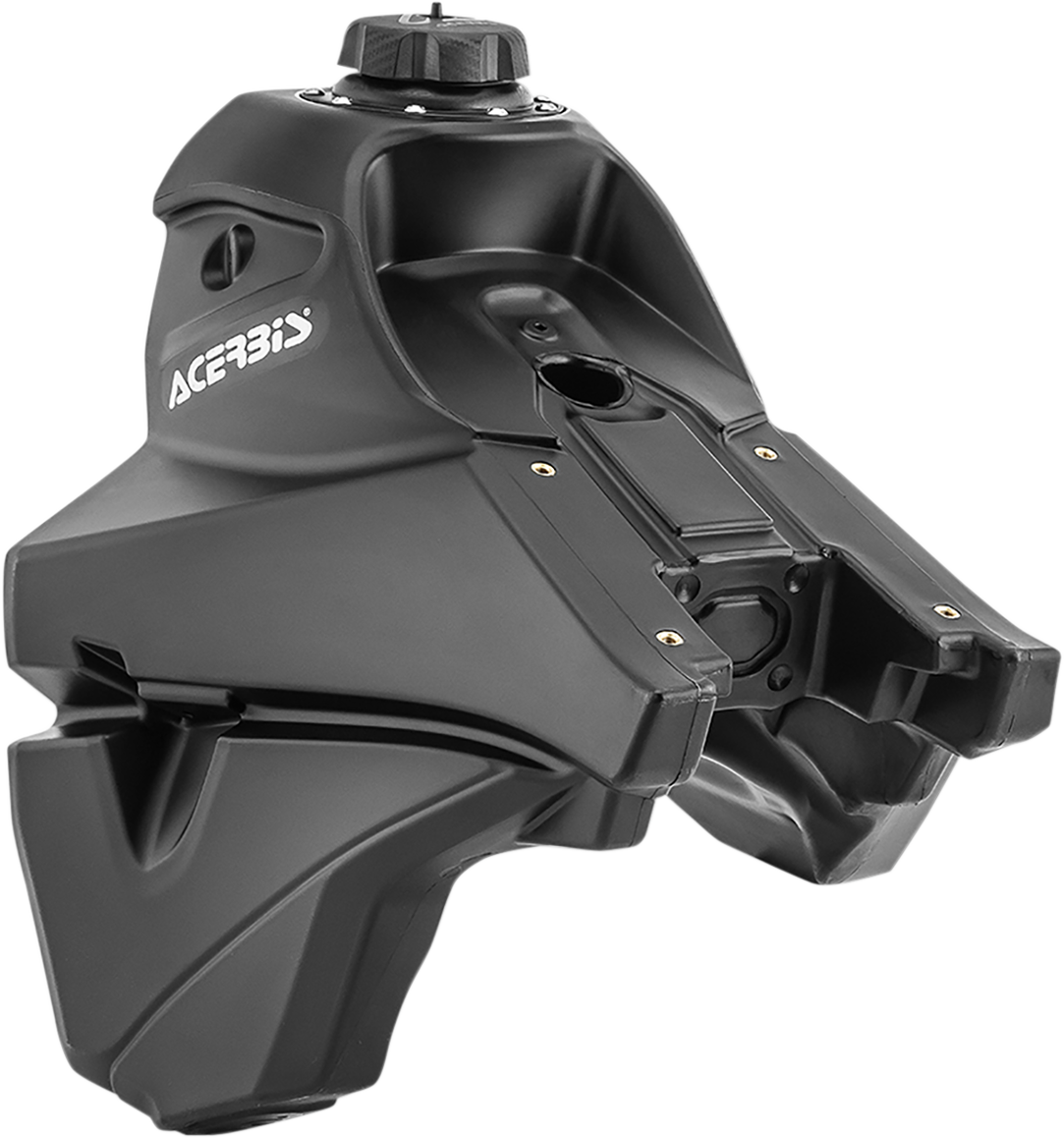 Acerbis black 3.0-gallon gas tank for KTM motorcycles, designed for durable body protection and fuel storage.