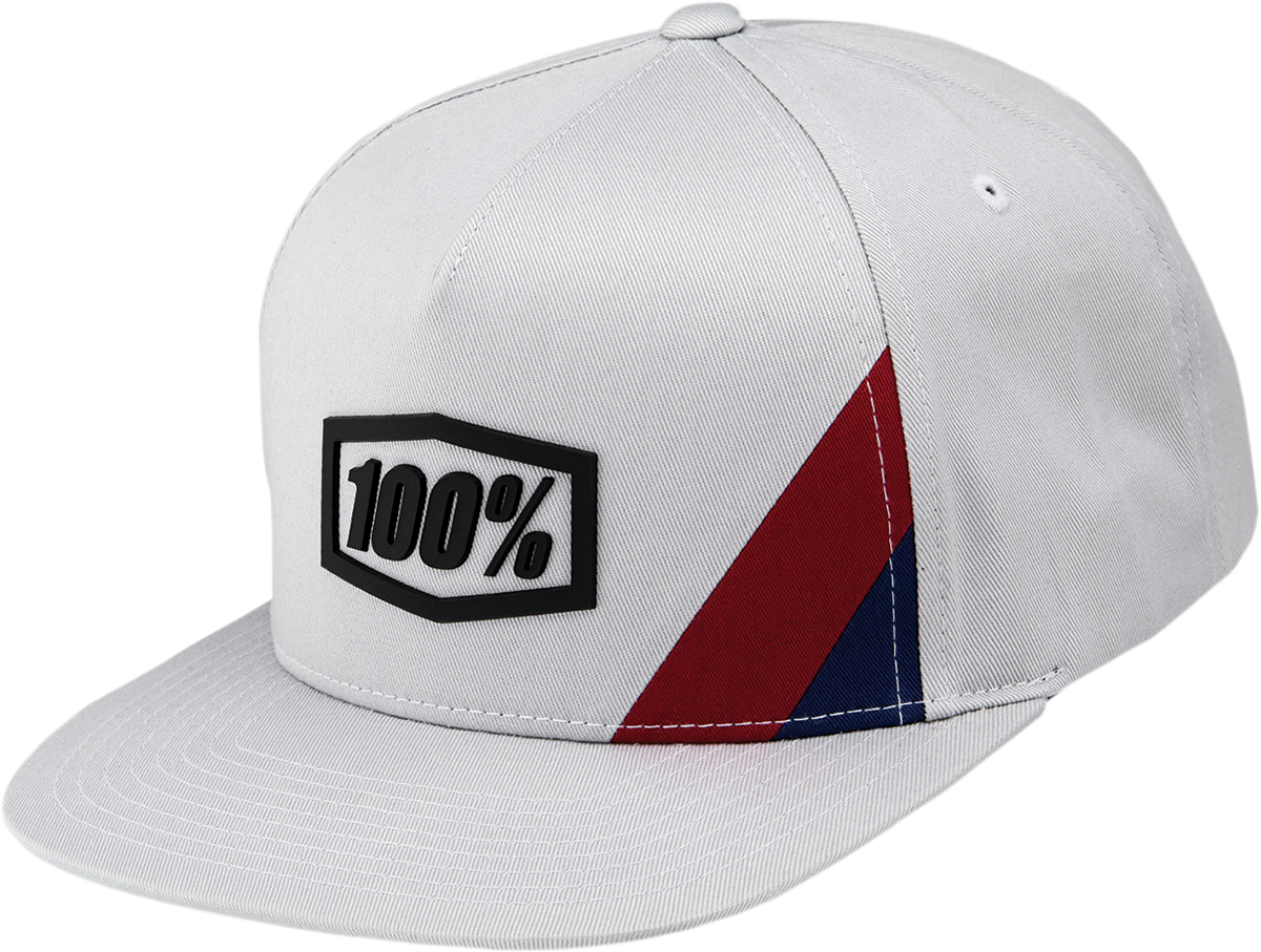 Bill's Exhausts 100% Cornerstone hat in light gray, one size fits most, casual baseball cap with curved brim and embroidered logo.