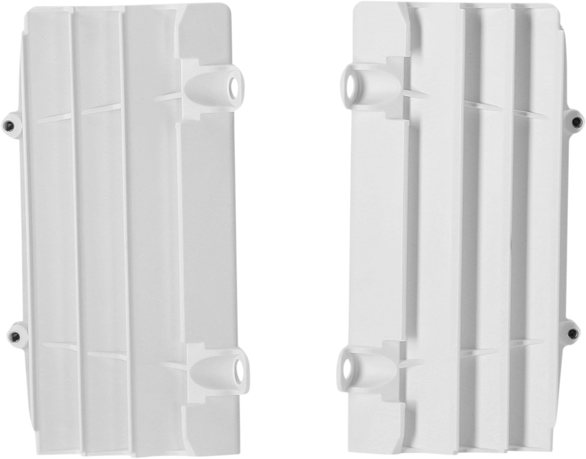 White ACERBIS radiator louvers for GasGas motorcycle, designed for body protection and style.