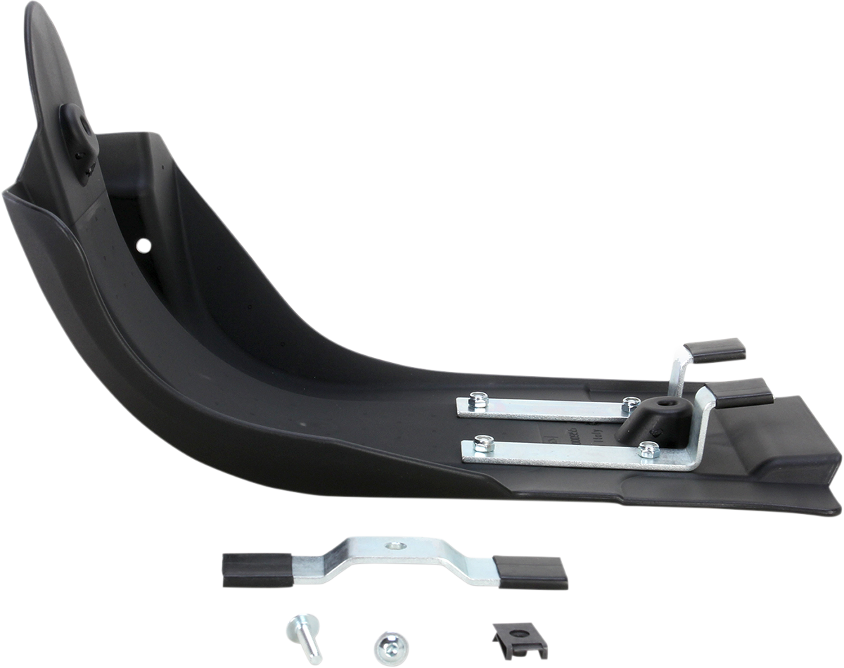 Black Acerbis MX skid plate for motorcycle, showing durable body protection with mounting points, designed for off-road use.