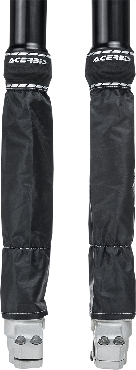 Black Acerbis Z-Mud Fork Guard for motorcycles, showing the protective body with branding and mounting details.