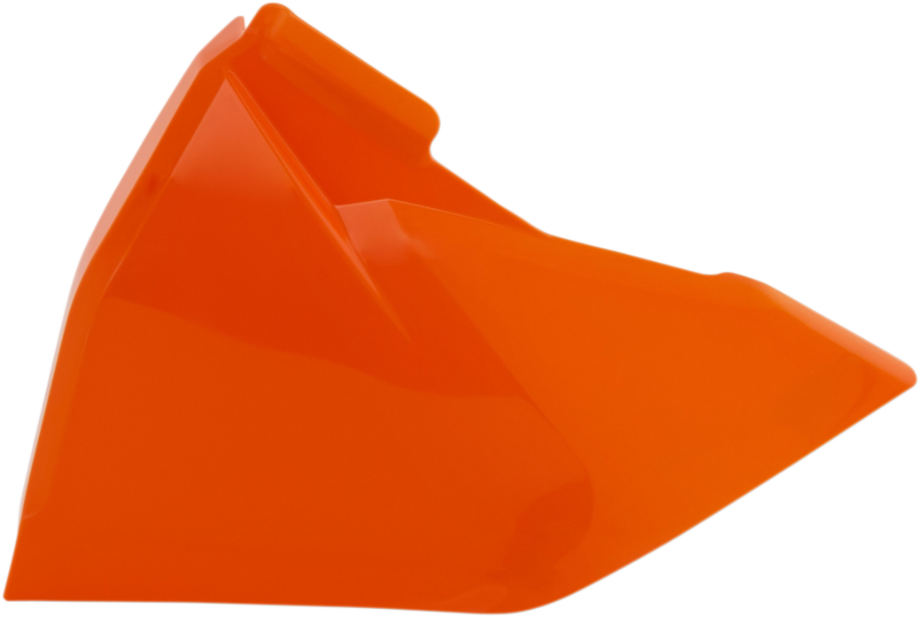 A vibrant orange Acerbis Airbox Cover for motorcycle body, featuring a sleek design with branding details.