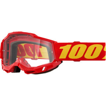 Accuri 2 OTG goggles in red with clear lenses, designed for comfortable eye protection during outdoor activities.