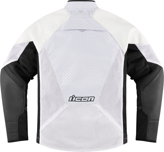 Bill's Exhausts ICON Mesh AFâ„¢ Leather Jacket in white, large size, showcasing the stylish leather and mesh design.