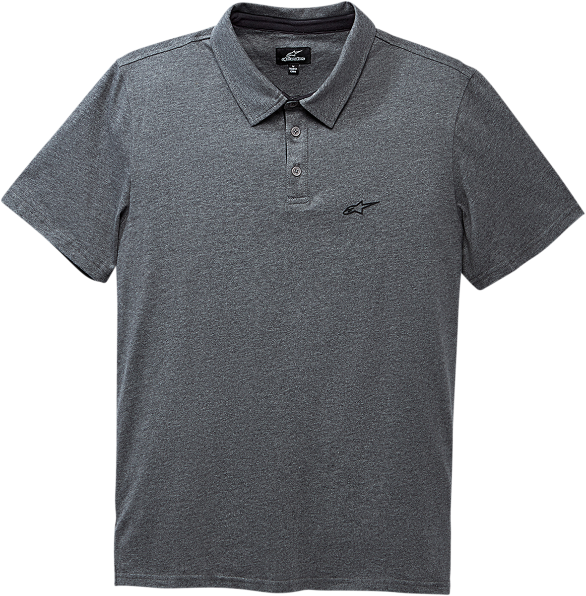 Alpinestars Eternal Heather Charcoal polo shirt in large size, featuring a classic collar and short sleeves.