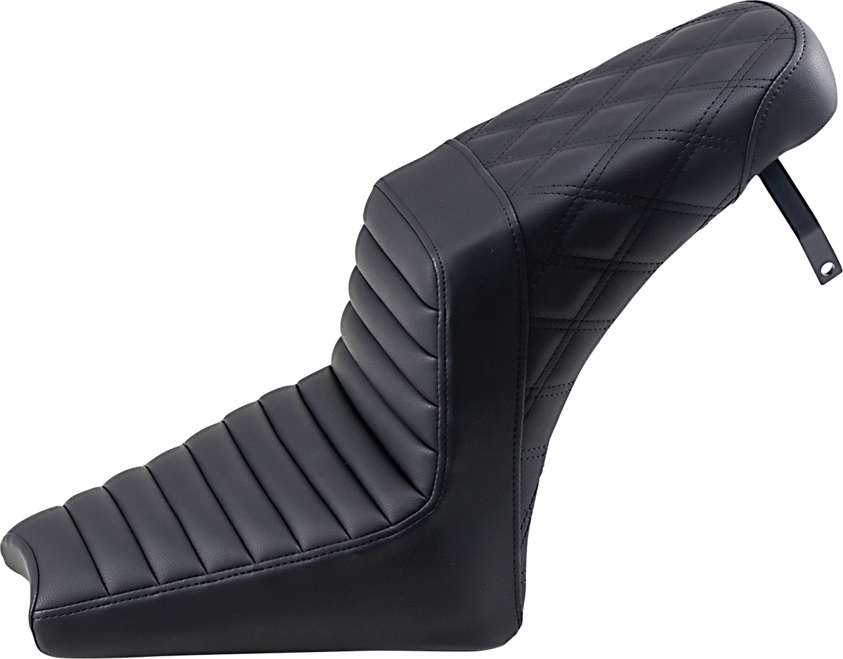 SADDLEMEN Step Up Seat - Front Tuck-n-Roll/Rear Lattice Stitch - Black I18-33-176 - Howling Moto