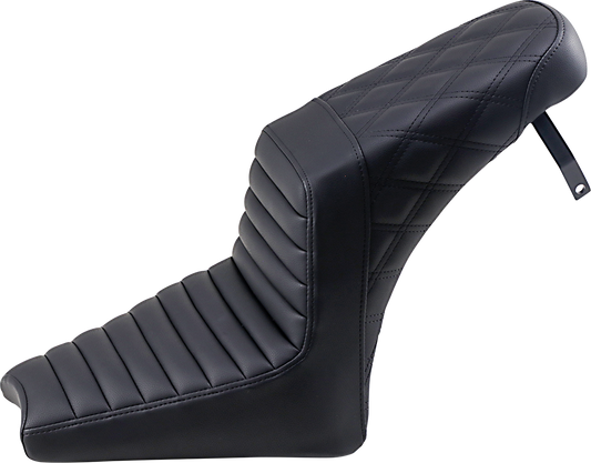 SADDLEMEN Step Up Seat - Front Tuck-n-Roll/Rear Lattice Stitch - Black I18-33-176 - Howling Moto