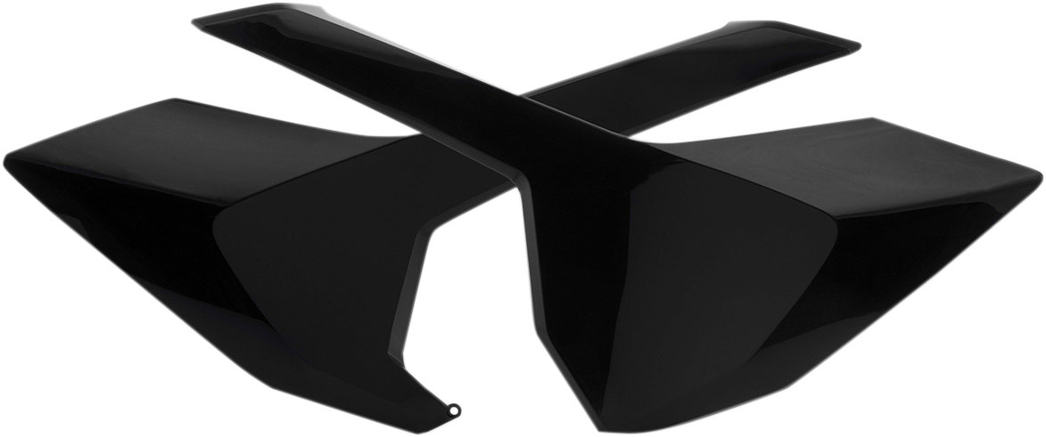 Black Acerbis side panels for motorcycle body, designed for fit and style, shown in the product image.