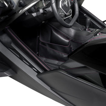 Bill's Exhausts Show Chrome red frame tube cover for Slingshot H44-11RED motorcycle, showcasing shiny chrome and vibrant red finish.
