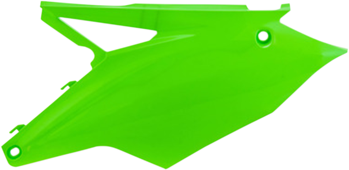 Acerbis fluorescent green side panels for motorcycle body, featuring vibrant color and sleek design.
