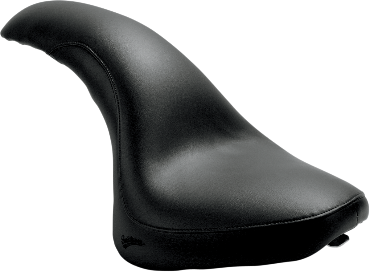 Black SADDLEMEN Profiler seat for XVS650 motorcycle, smooth design, compatible with Bill's Exhausts bike models.