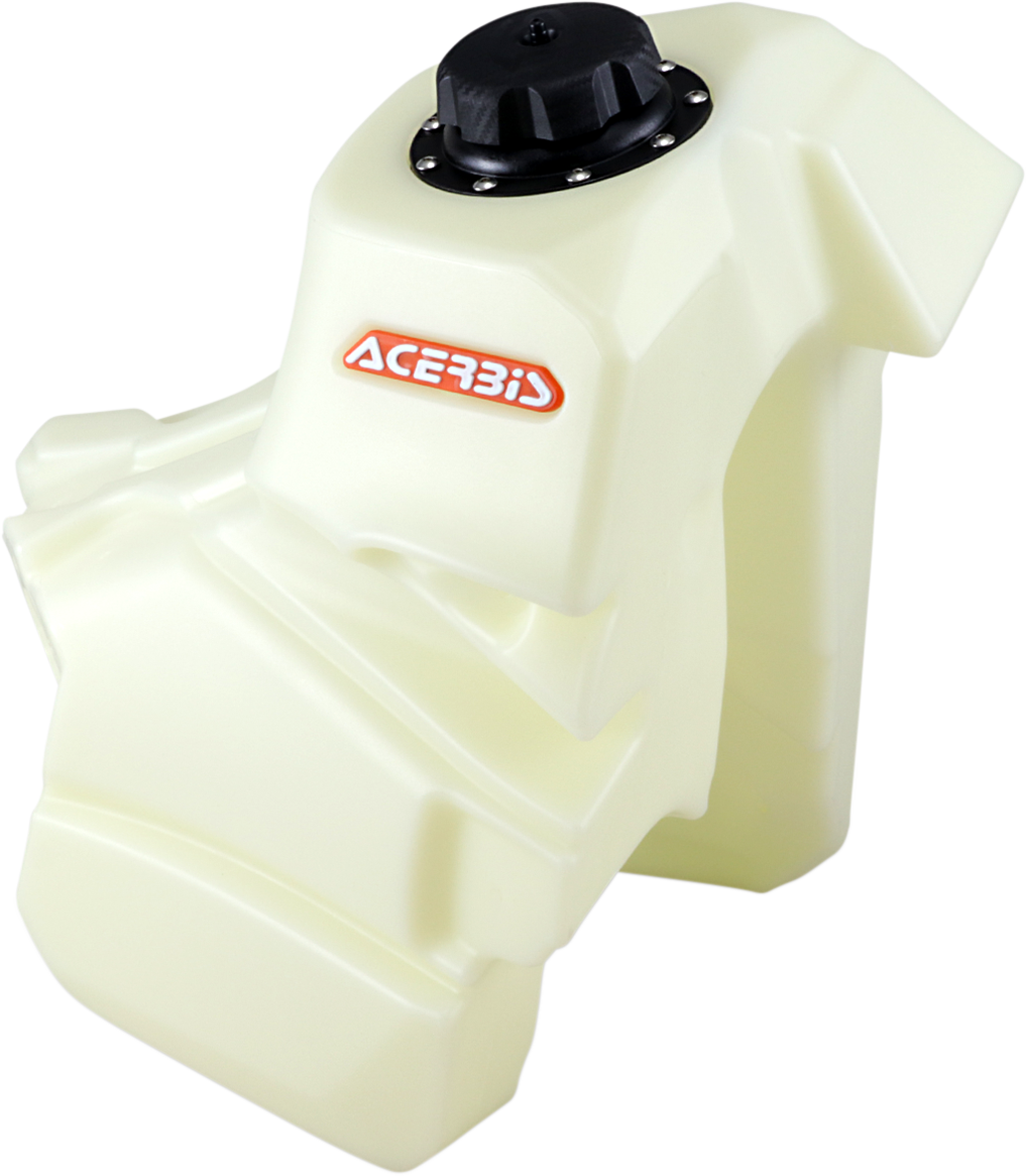 Acerbis natural gas tank for KTM, 4.0 gallon capacity, motorcycle body part with brand label and fuel inlet.