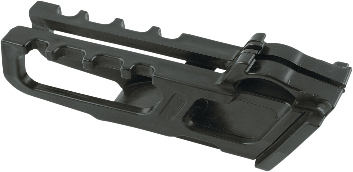 A black Acerbis chain guide for Honda motorcycles, designed to protect the chain; mounted on a bike frame.