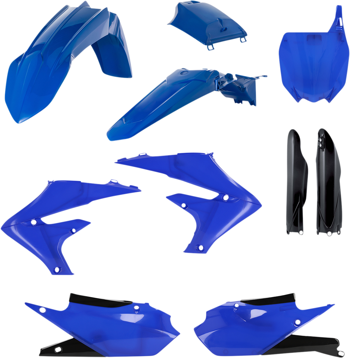 Acerbis OEM blue and black full replacement body kit for motorcycle, featuring sleek body panels and aerodynamic design.
