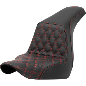 Bill's Exhausts SADDLEMEN front step-up seat with red lattice stitching for FXLR/FLSB 2018-2021 motorcycle