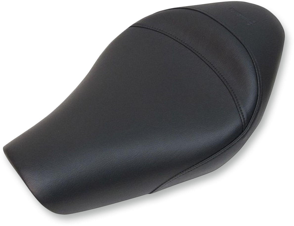 Black SADDLEMEN S3 Super Slammed Solo Seat for '04-'22 XL motorcycles, featuring sleek design and comfortable padding.