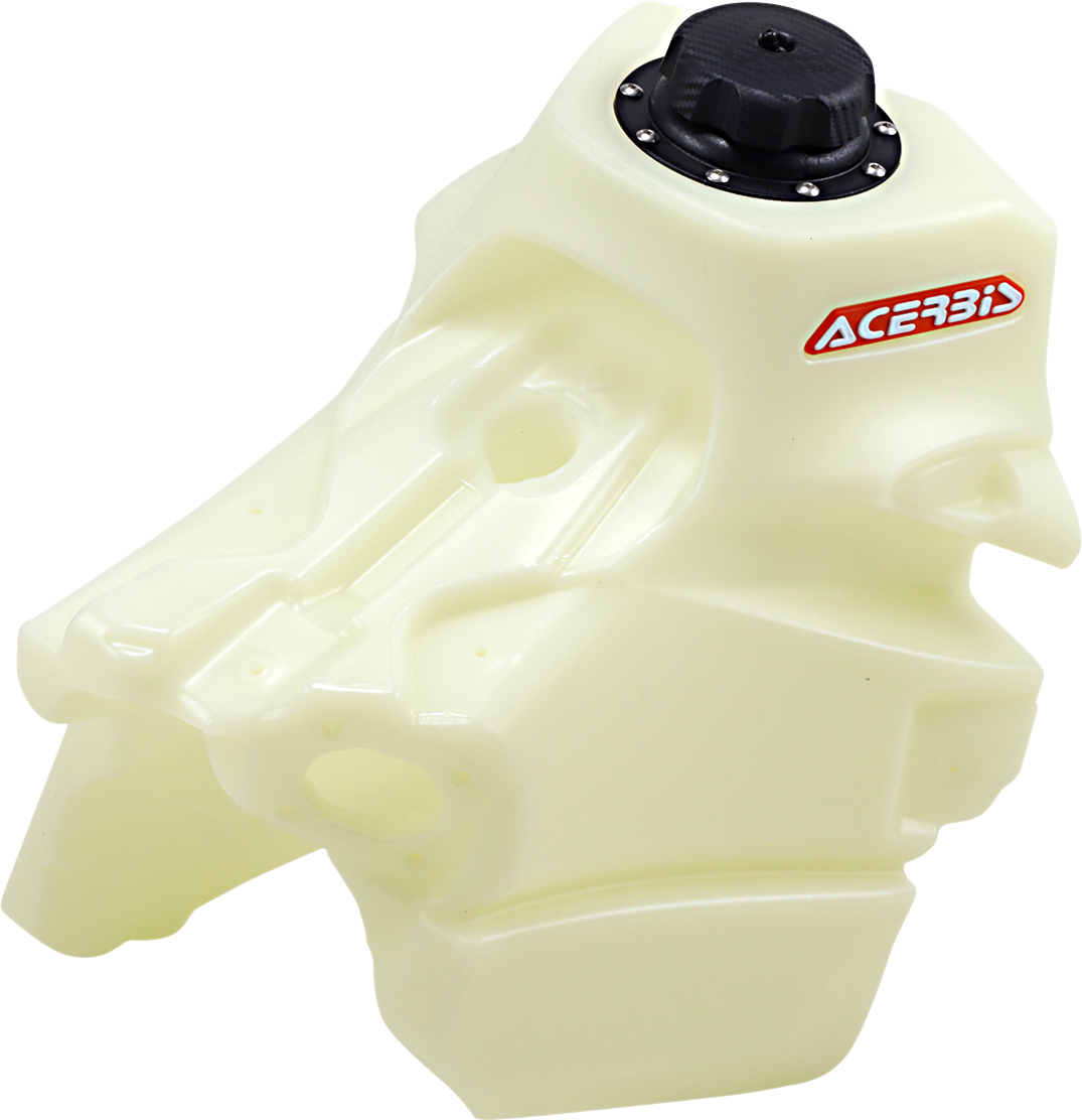 A natural-colored Acerbis gas tank for KTM bikes, 3.1-gallon capacity, designed for motorcycle body installation.