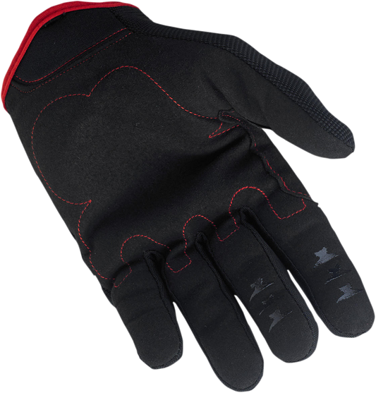 Black and red BILTWELL Moto Gloves in medium size, showing protective design and textured leather material.
