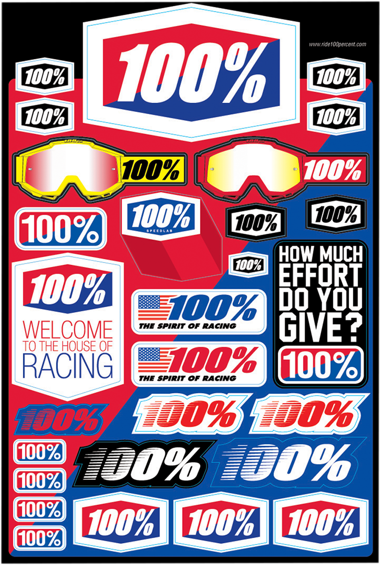 Bill's Exhausts 100% Sticker Kit featuring colorful, bold stickers with various designs on a white background.