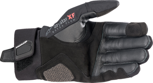 Alpinestars Hyde XT DrystarXF gloves in black, XL size, showing durable motorcycle glove design with secure wrist closure.