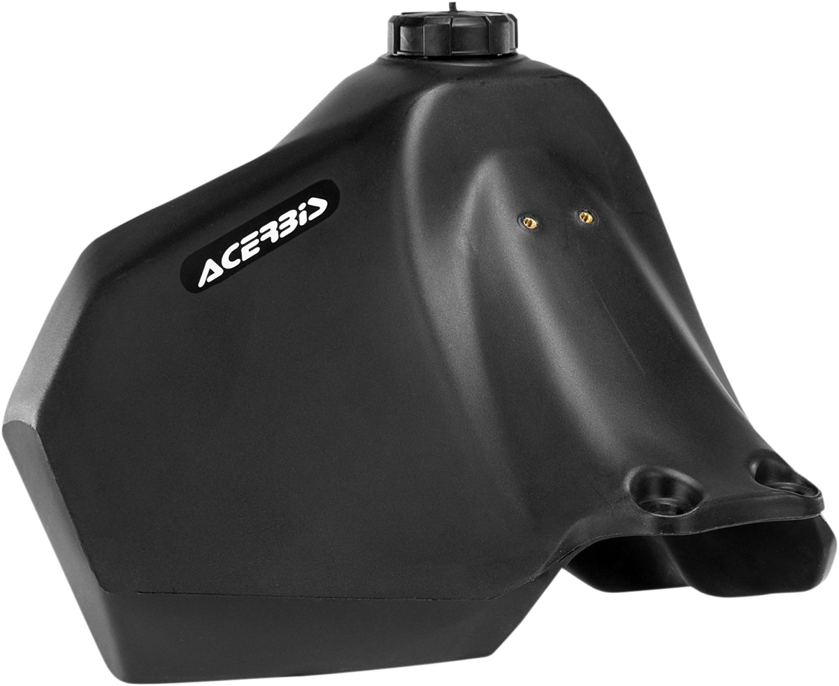 Black Acerbis gas tank for Suzuki motorcycles, 5.3-gallon capacity, designed for durable motorcycle body replacement.