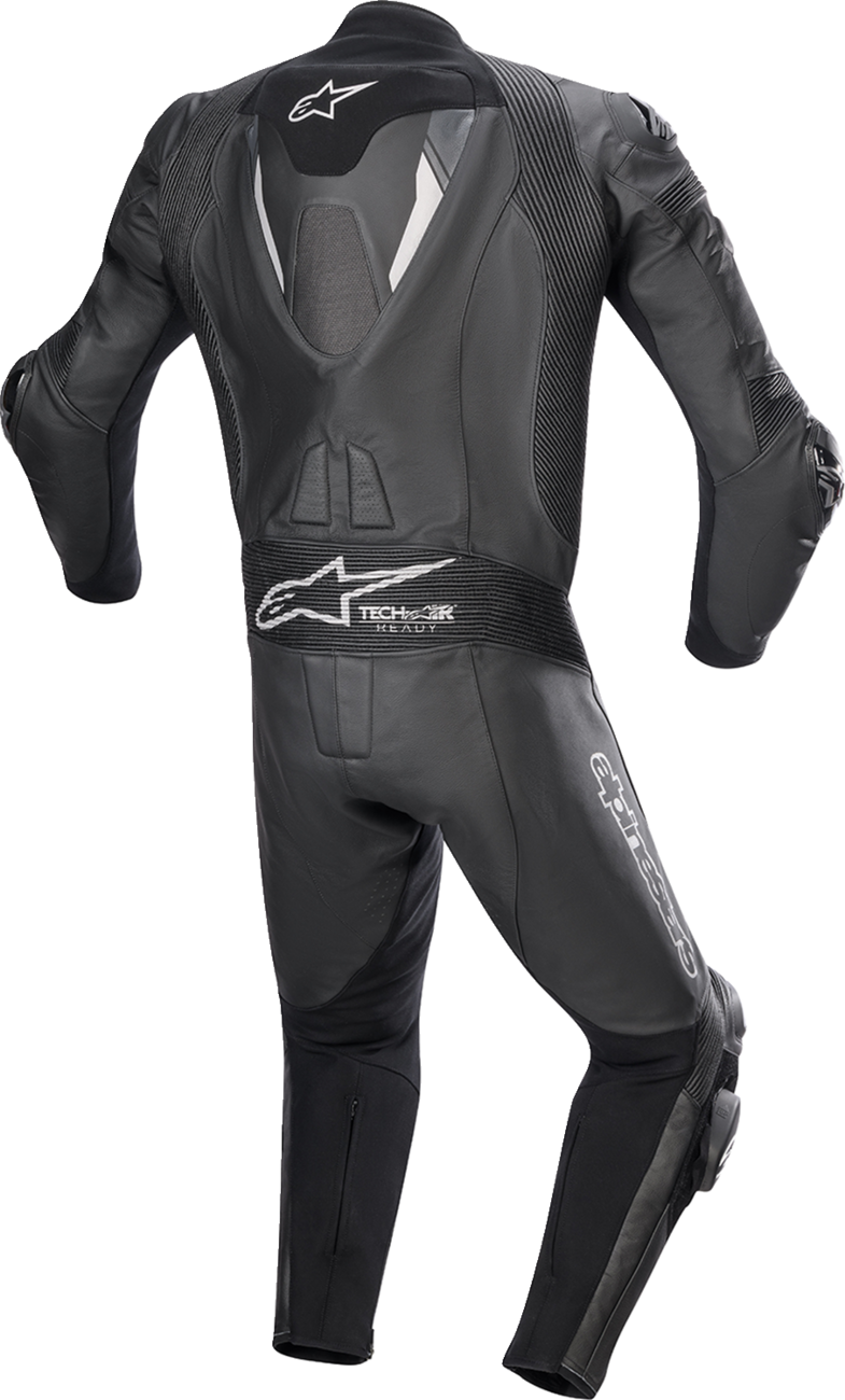 Alpinestars Missile Ignition v2 1-piece motorcycle racing suit in black with protective padding and branding details.