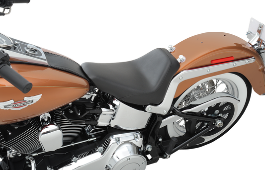 Black SADDLEMEN S3 Super Slammed Solo Seat for '06-'17 FLSTC motorcycles, designed for comfort and sleek style.