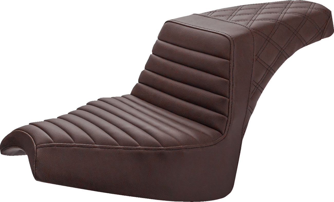 SADDLEMEN Step Up Seat - Front Tuck-n'-Roll/Rear Lattice - Brown - Chief I21-04-176BR - Howling Moto