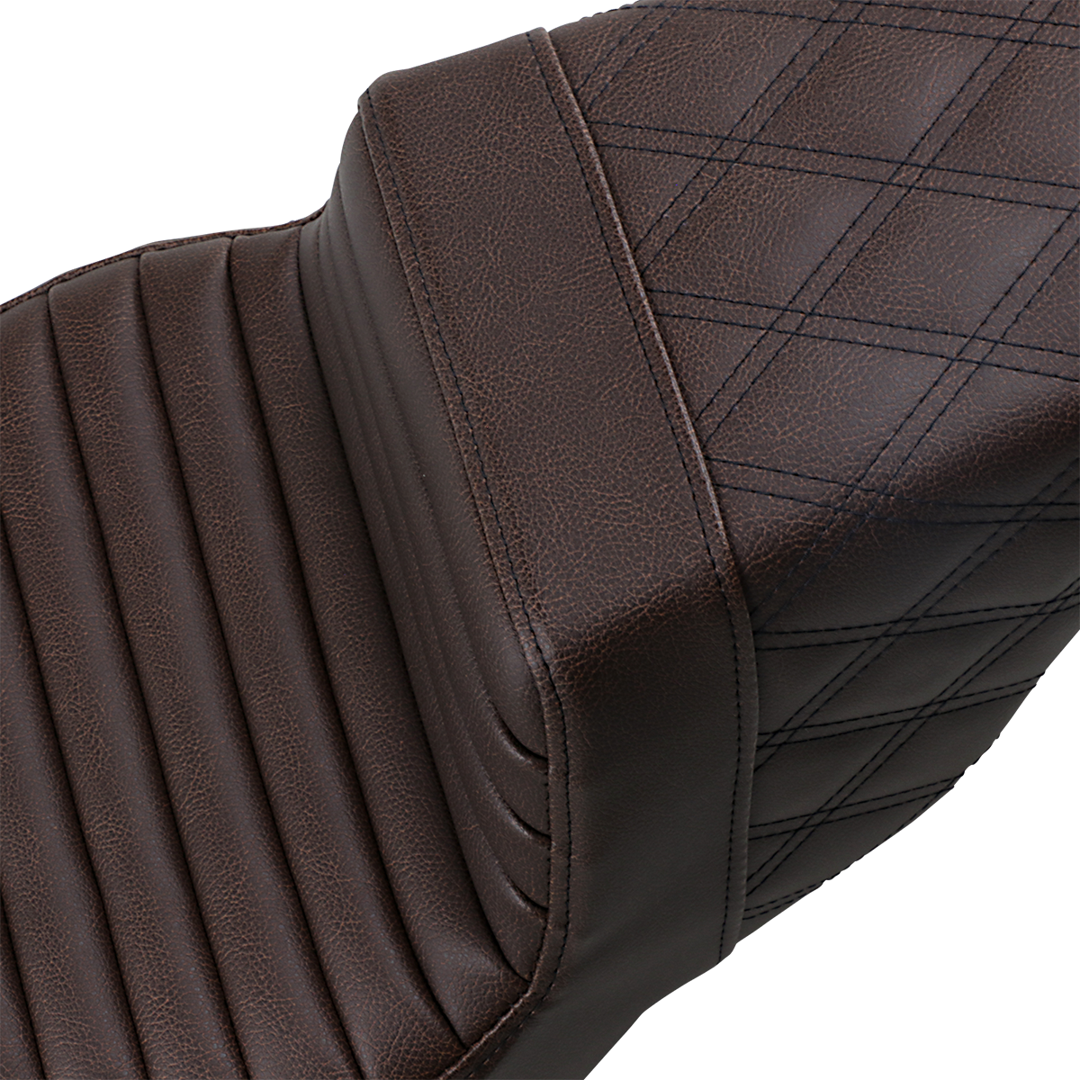 Bill's Exhausts SADDLEMEN Step-Up Seat in brown with tuck-n-roll front and lattice stitch rear, designed for FL models 2008-2023.
