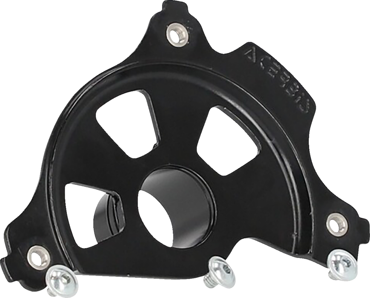 Black ACERBIS disc cover mount kit for CRF450, CRF250, R, RX, and R-S models, shown mounted on motorcycle body.