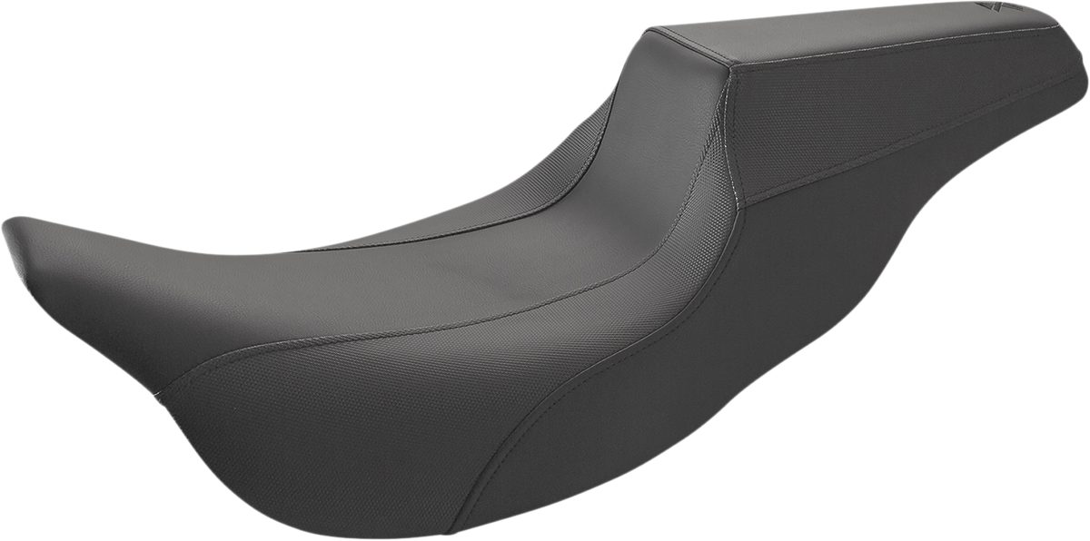 Black Saddlemens FXR Division Signature Series motorcycle seat for FLH/FLT models, designed for comfort and style.
