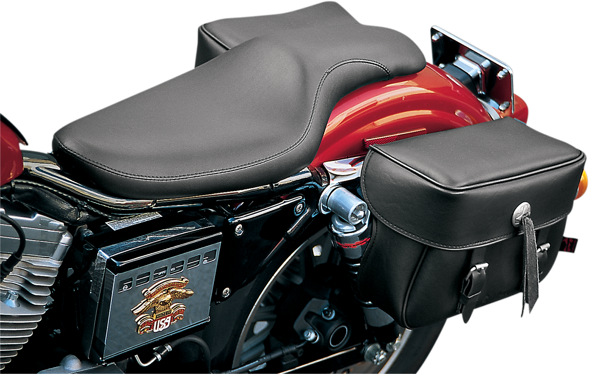 Black SADDLEMEN Profiler motorcycle seat by Bill's Exhausts, smooth design, XL size, designed for comfortable riding.