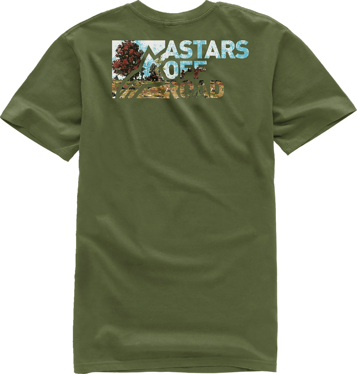 Alpinestars painted T-shirt in military green, XL size, showcasing a casual fit and stylish design.