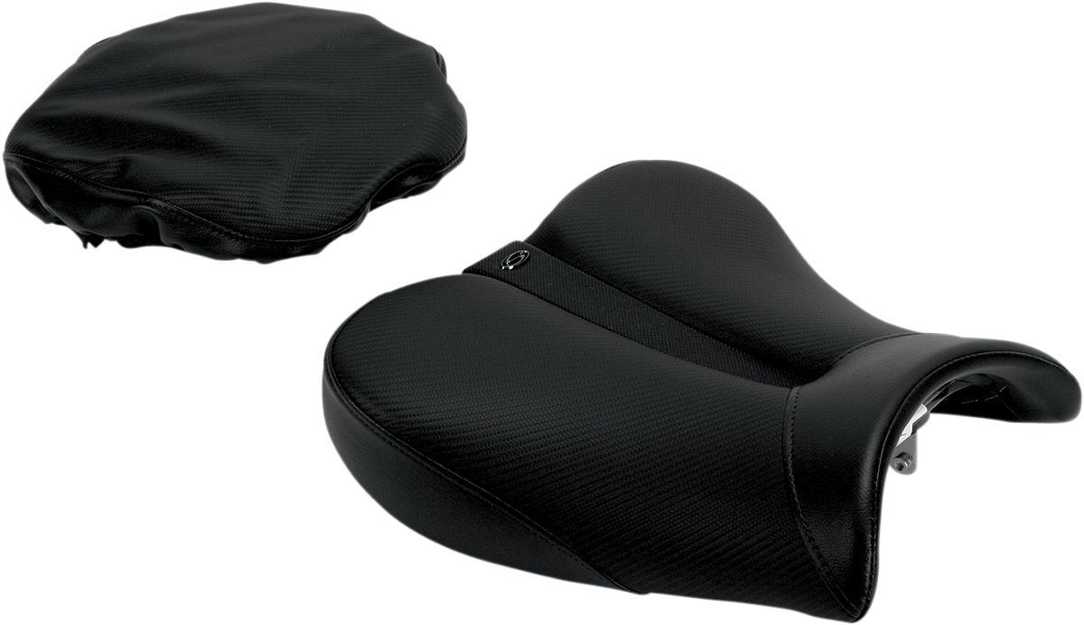 Bill's Exhausts Gel-Channel Track Seat for Hayabusa motorcycle, comfortable seat with gel padding and ergonomic design.