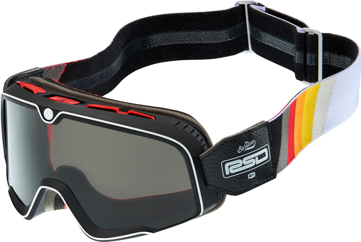 Bill's Exhausts 100% Barstow Malibu Smoke goggles with tinted lenses, designed for motorcycle or motocross riding.