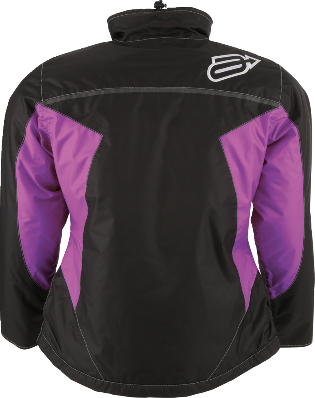 Black, purple, and white ARCTIVA Women's Pivot 6 Jacket by Bill's Exhausts, size XL, shown front view with hood and zip closure.