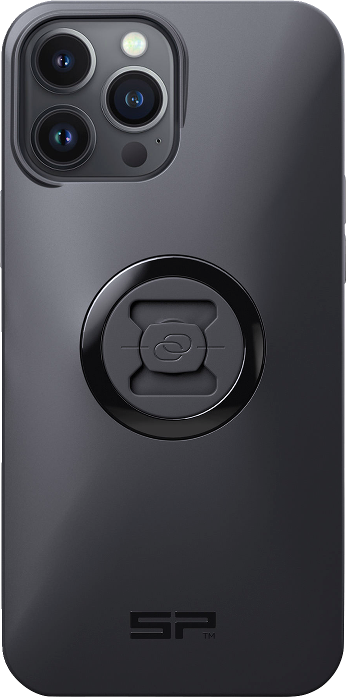 Bill's Exhausts SP CONNECT phone case for iPhone 13 Pro Max, black protective cover with textured grip design.