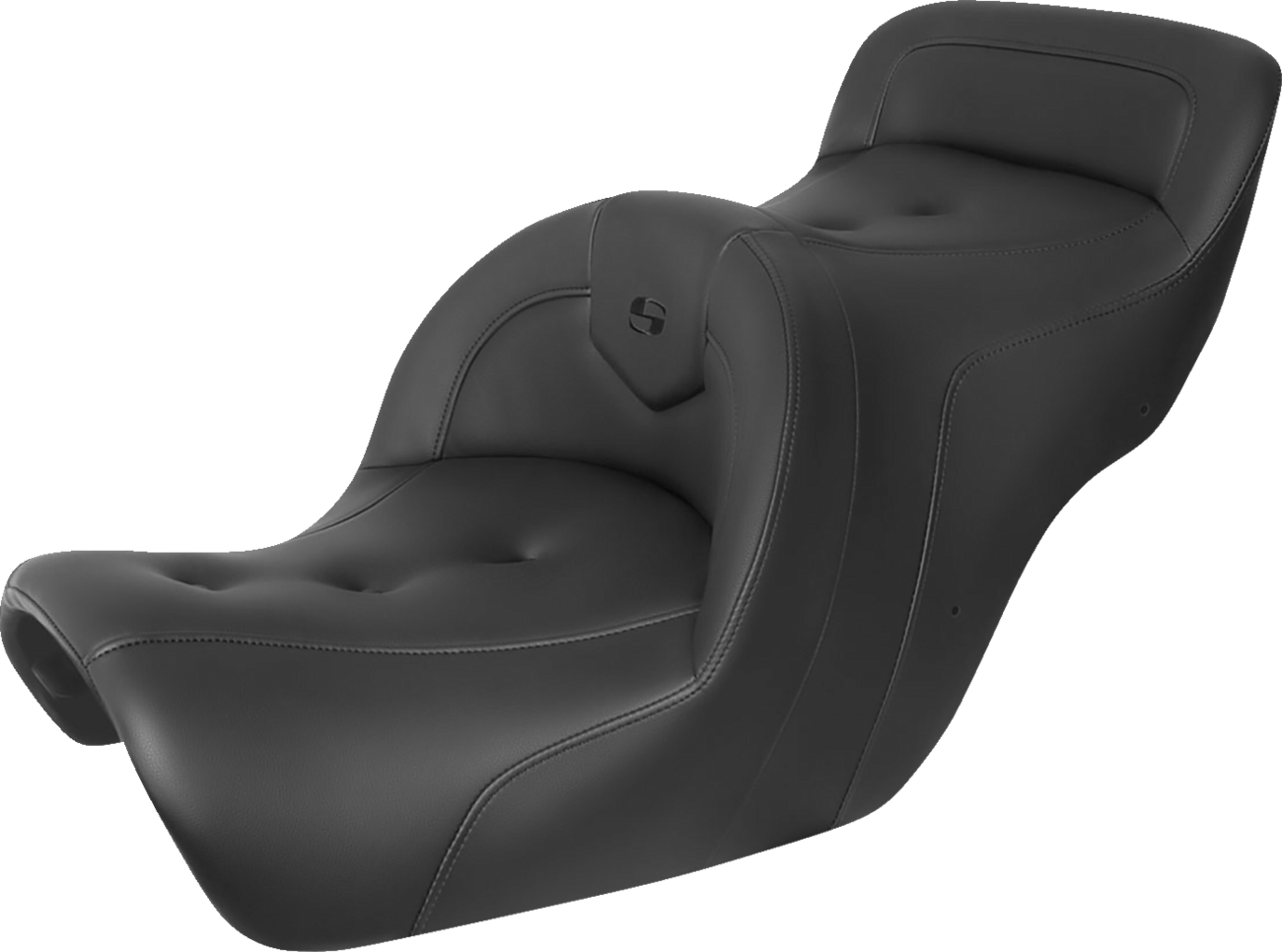 Black SADDLEMEN Roadsofa seat by Bill's Exhausts with pillow top, without backrest, designed for road bikes.
