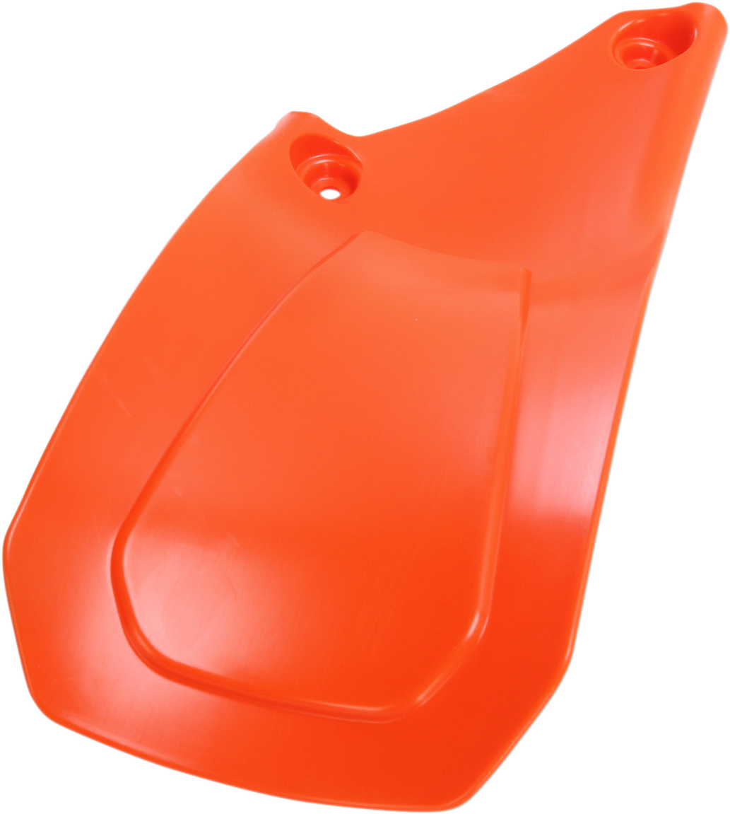 Acerbis orange mud flap for motorcycle body, featuring the '16 design, with textured surface and branding details visible.