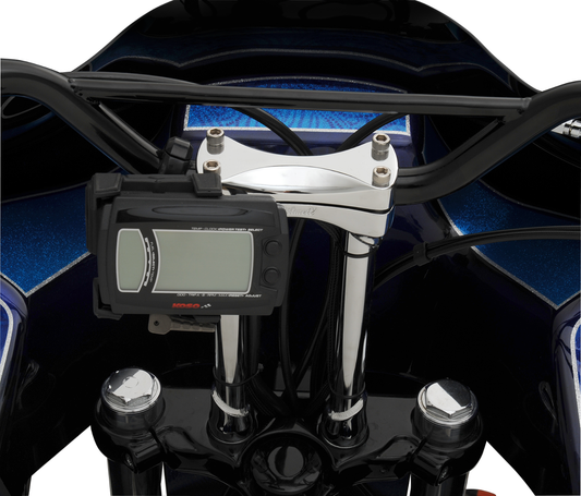Chrome BILTWELL Risers Murdock 10-inch handlebars for motorcycles, featuring sleek, polished metal design.