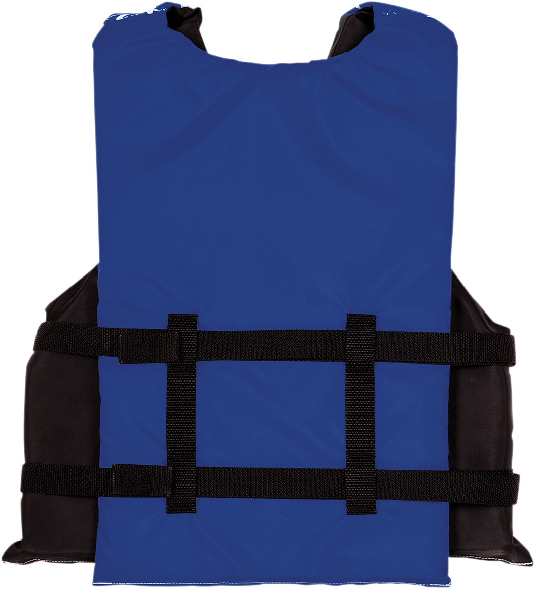 Bill's Exhausts youth Stars & Stripes PFD vest in red, white, and blue with water safety features, suitable for young water sports enthusiasts.