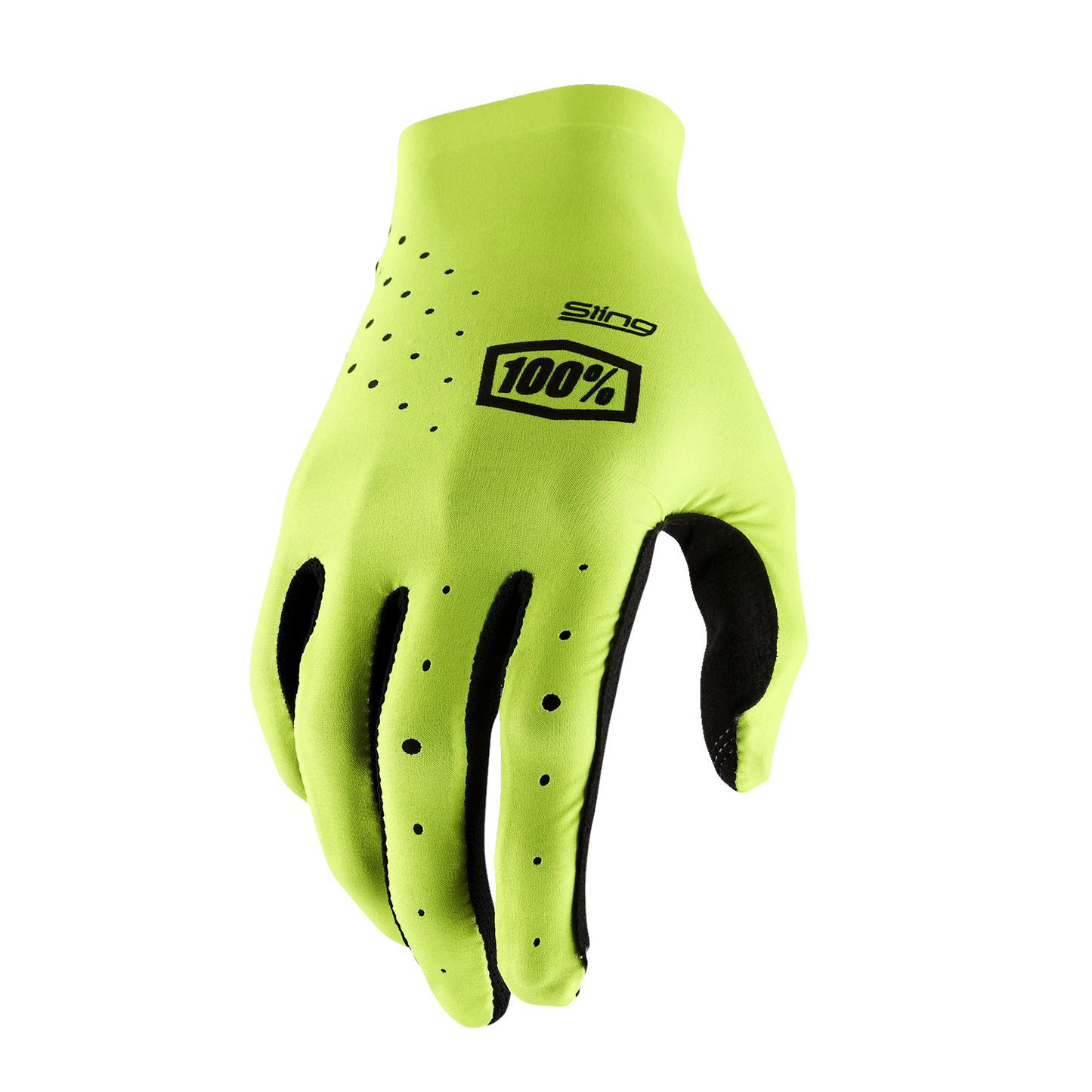 Bill's Exhausts 100% Sling MX Gloves in fluorescent yellow, size XL, showcasing durable motocross glove design.