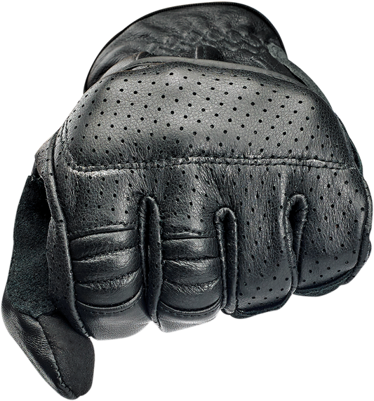 Black BILTWELL Borrego gloves in medium size, featuring durable leather construction and detailed stitching.