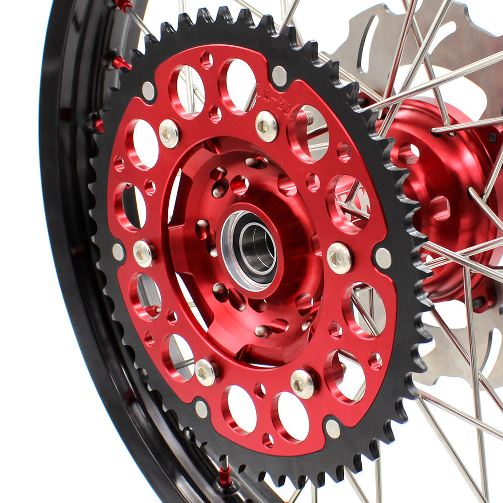 KKE 21&18 21&19 Wheels Set for HONDA XR650R 2000-2008 Red Nipple Discs